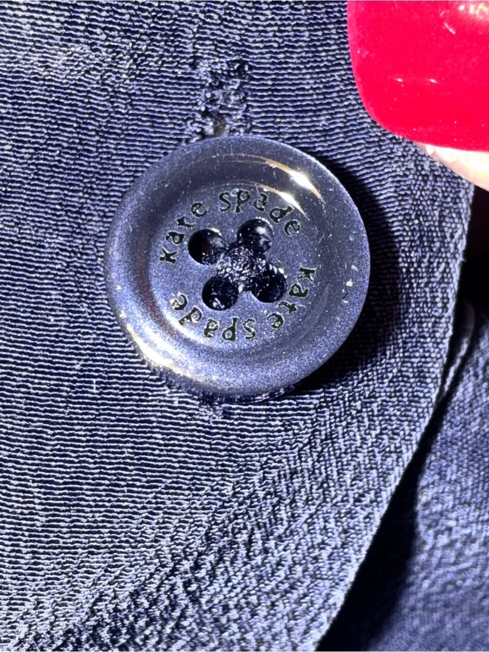 Kate Spade New York 100% Silk Navy Button Up Blouse Size 2 Long Sleeve Dual Pock